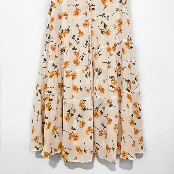 Reformation Cosa Floral V Neck Short Sleeve Midi Dress in Yellow Limonada - Picture 14 of 16